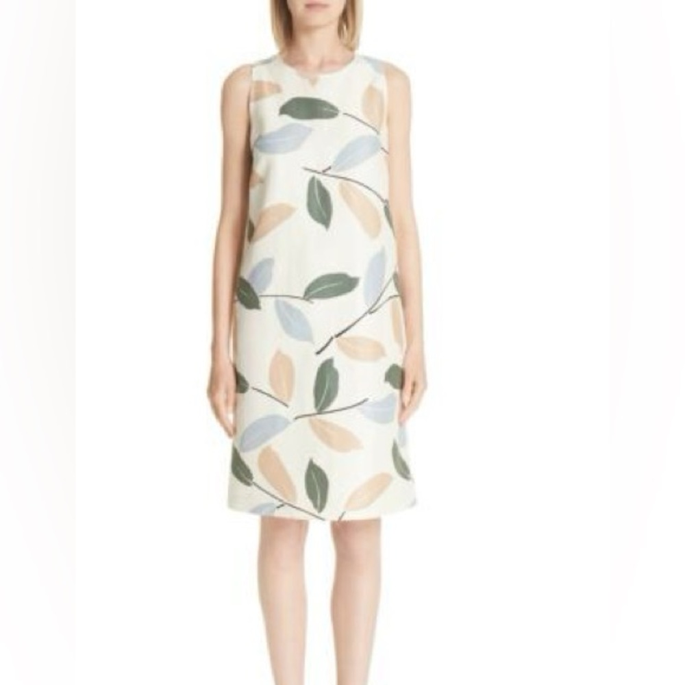 Lafayette 148 Leaf Print Sleeveless Dress size M